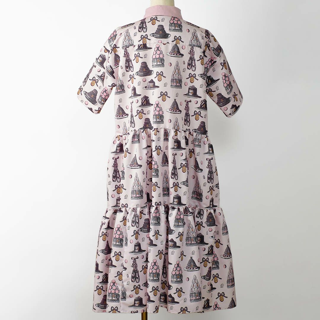 バレエコア　ピンク　シャツワンピース