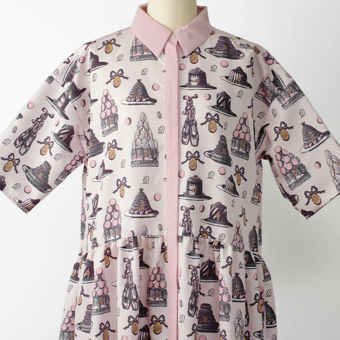 バレエコア　ピンク　シャツワンピース