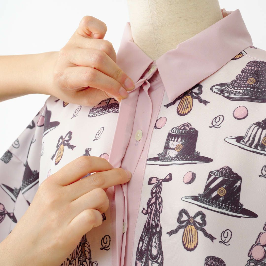 バレエコア　ピンク　シャツワンピース