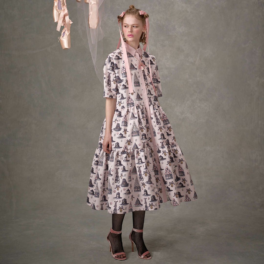 バレエコア　ピンク　シャツワンピース