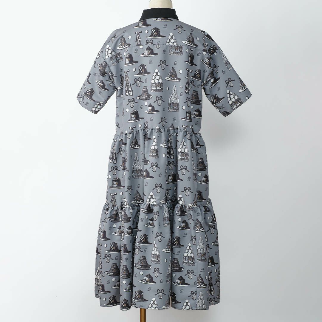 バレエコア　グレー　シャツワンピース