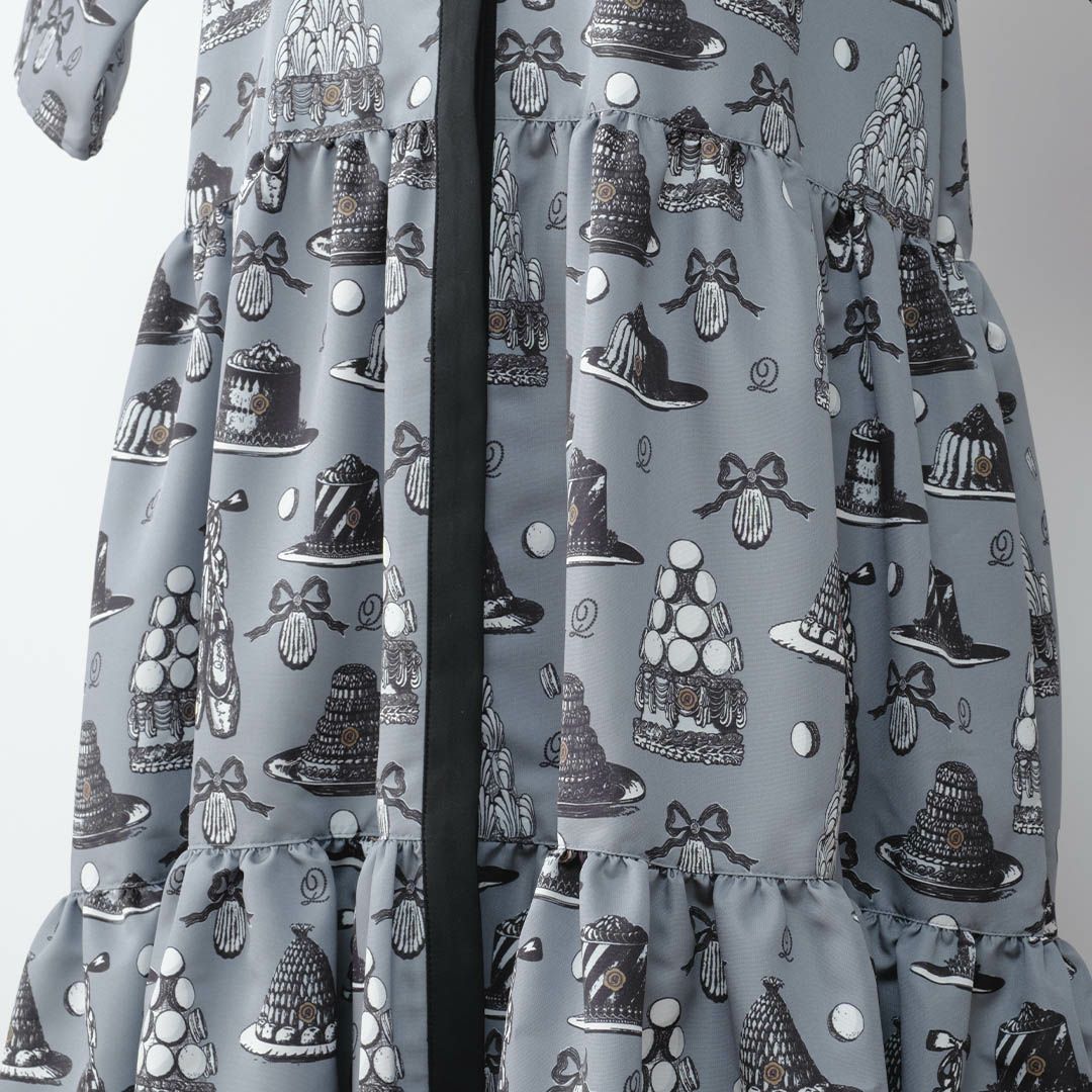 バレエコア　グレー　シャツワンピース