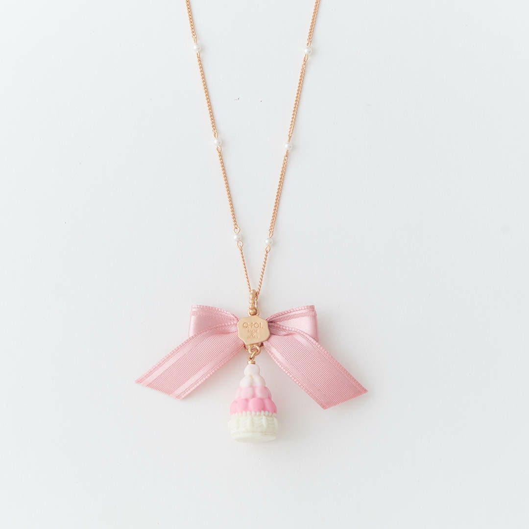 バレエコア パール リボン リボン ネックレス ピンク