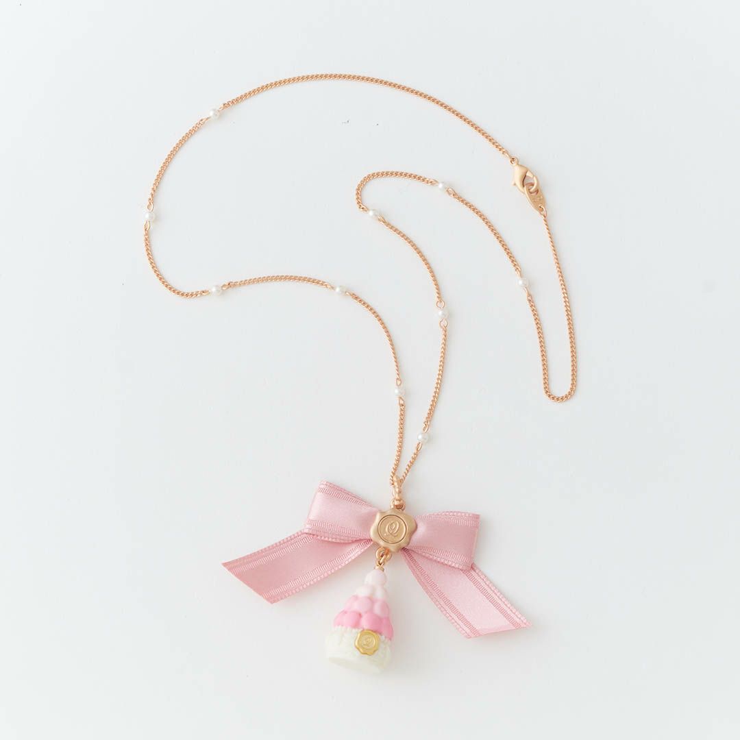 バレエコア パール リボン リボン ネックレス ピンク