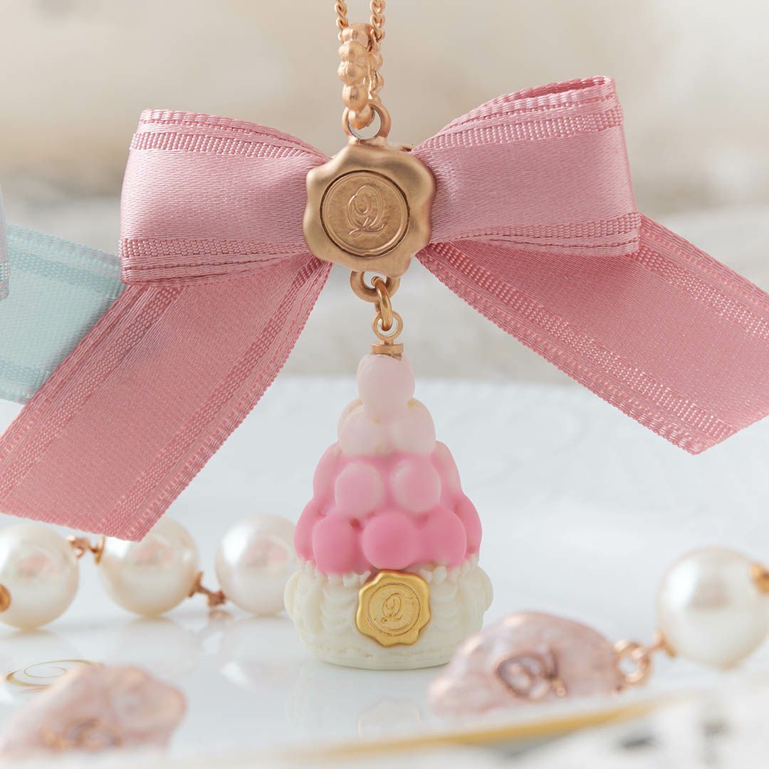 バレエコア パール リボン リボン ネックレス ピンク