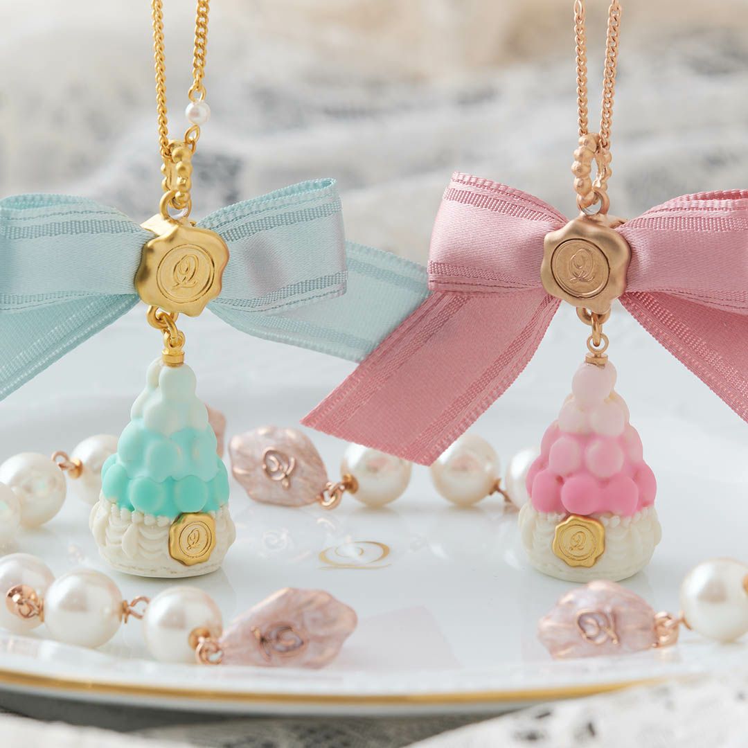 バレエコア パール リボン リボン ネックレス ピンク