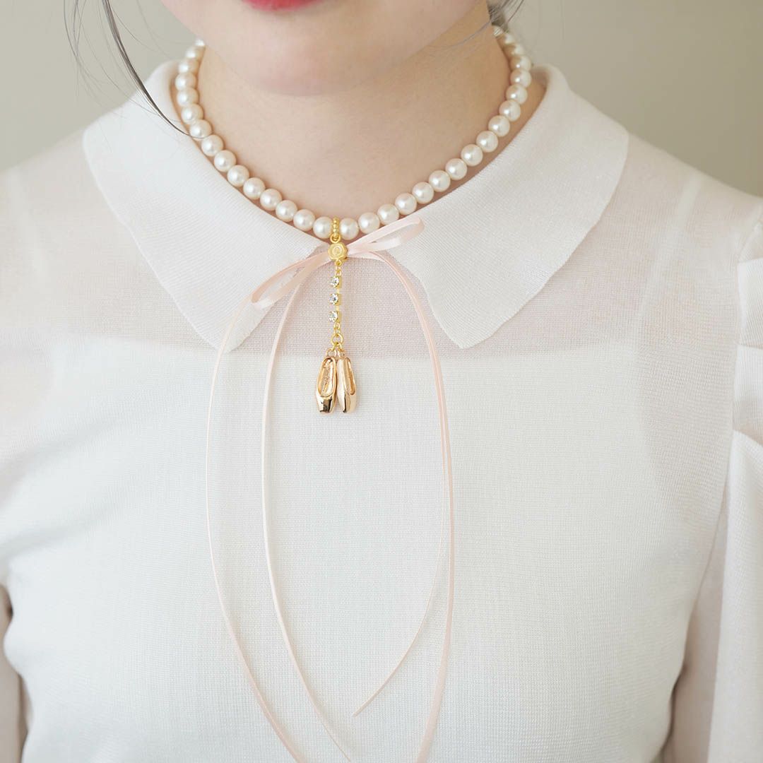 バレエコア　パール　リボン　ネックレス