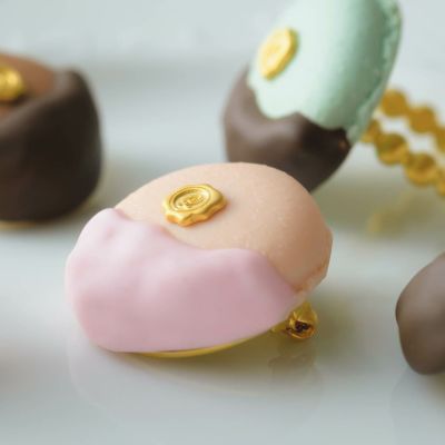 チョコレートディップマカロン ブローチ(ストロベリー)